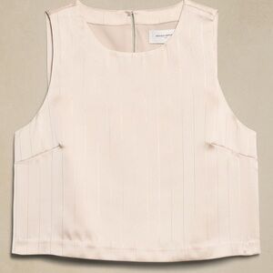 Banana Republic Lurex Cropped Shell Cream Sleeveless Top